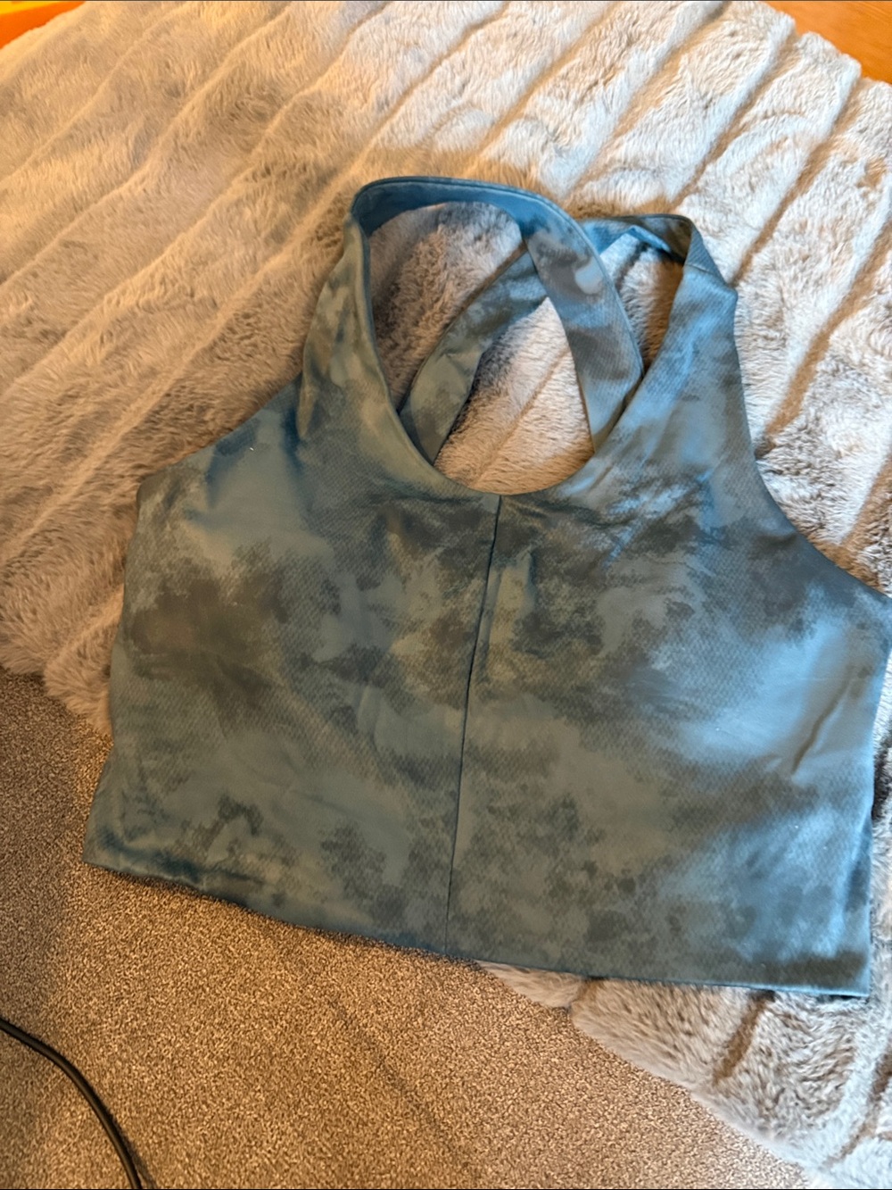 Amazon Blue Tie-Dye Racerback Crop Top - Women
